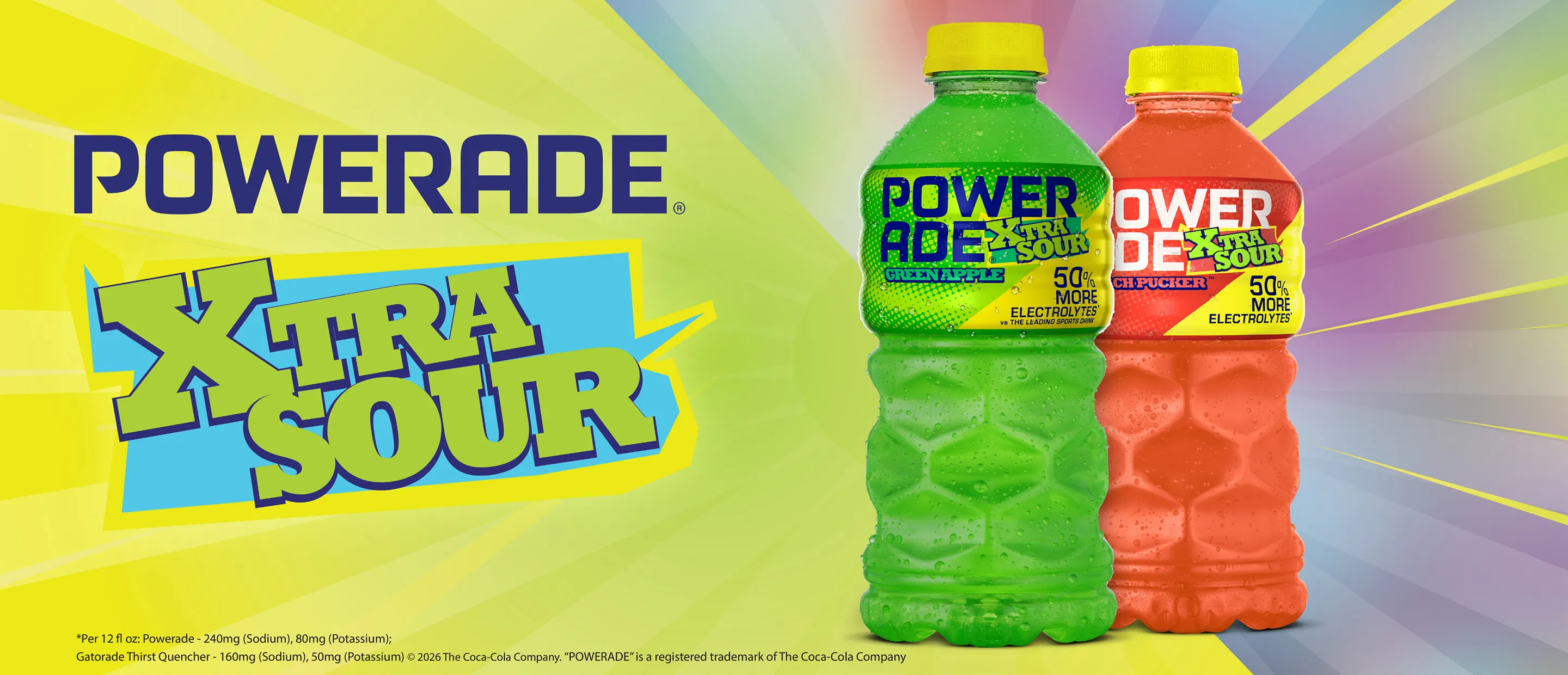 Two bottles of Powerade XTRA SOUR